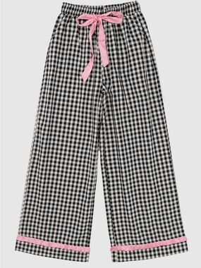 Rareraw Black & White Gingham Pink Satin Ruffle Bow Pants Size Small W/ Pockets